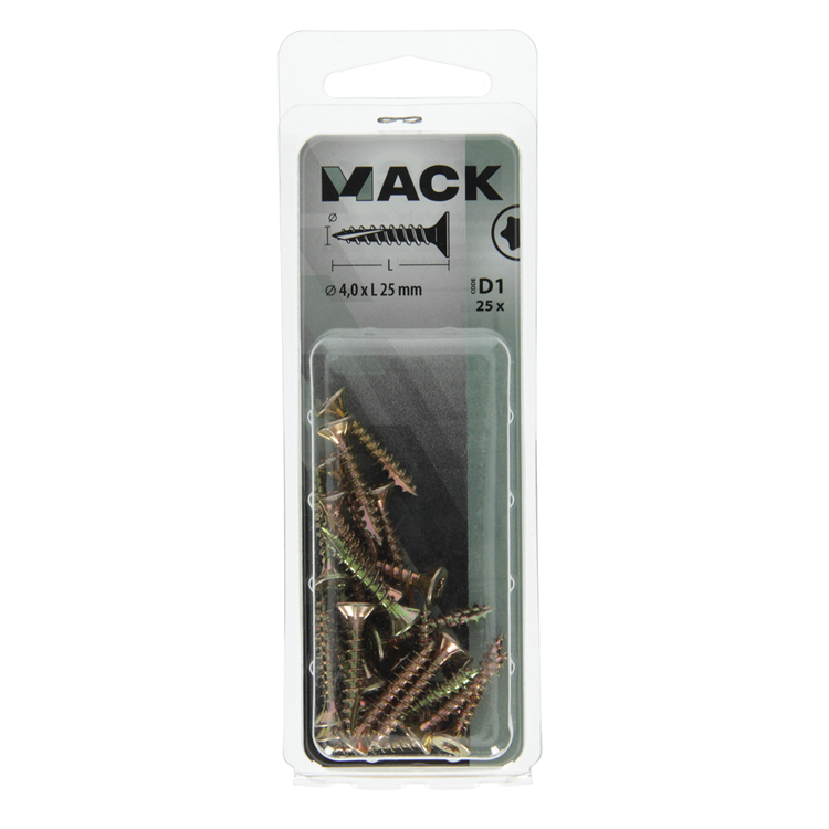 Afbeelding laden in galerijviewer, Mack 1017294 - spaanplschr.vzkop-zelfb. geelverz. 25 st 4,0 x 25 mm | 10 stuks
