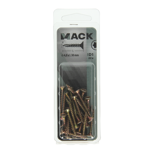 Mack 1017295 - spaanplschr.vzkop-zelfb. geelverz. 22 st 4,0 x 30 mm | 10 stuks