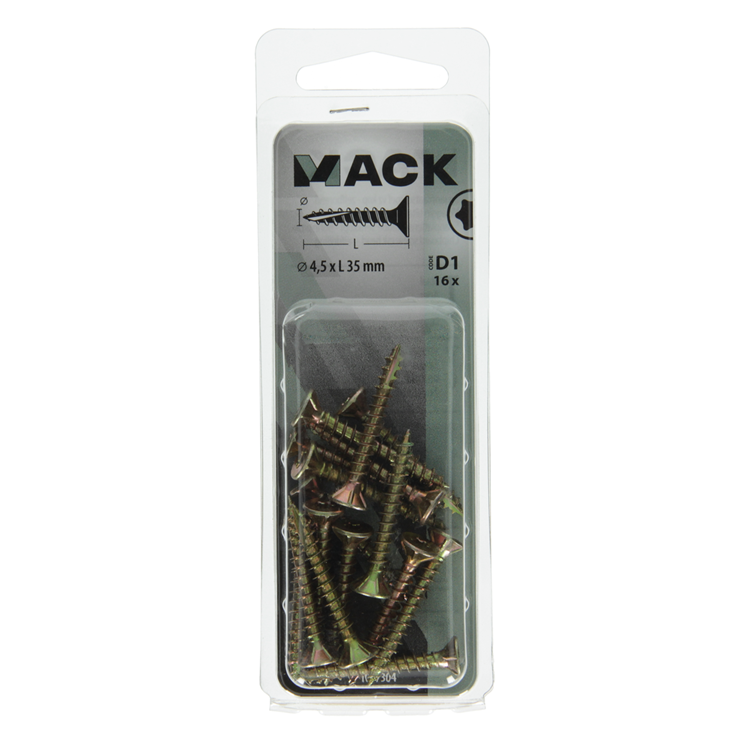 Load image into Gallery viewer, Mack 1017304 - spaanplschr.vzkop-zelfb. geelverz.16 st 4,5 x 35 mm | 10 stuks
