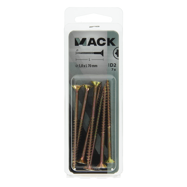 Afbeelding laden in galerijviewer, Mack 1017315 - spaanplschr.vzkop-zelfb. geelverz. 7 st 5,0 x 70 mm | 10 stuks

