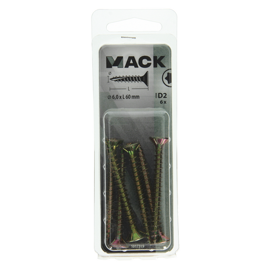 Mack 1017319 - spaanplschr.vzkop-zelfb. geelverz. 6 st 6,0 x 60 mm | 10 stuks