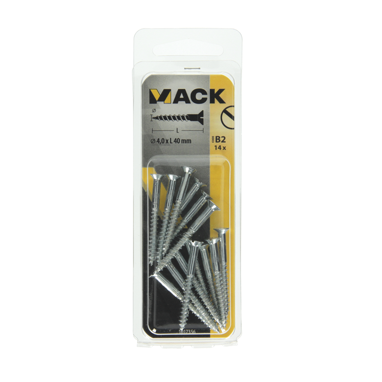 Afbeelding laden in galerijviewer, Mack 1017356 - houtschroef verzonken kop verz14 st 4,0 x 40 mm | 10 stuks
