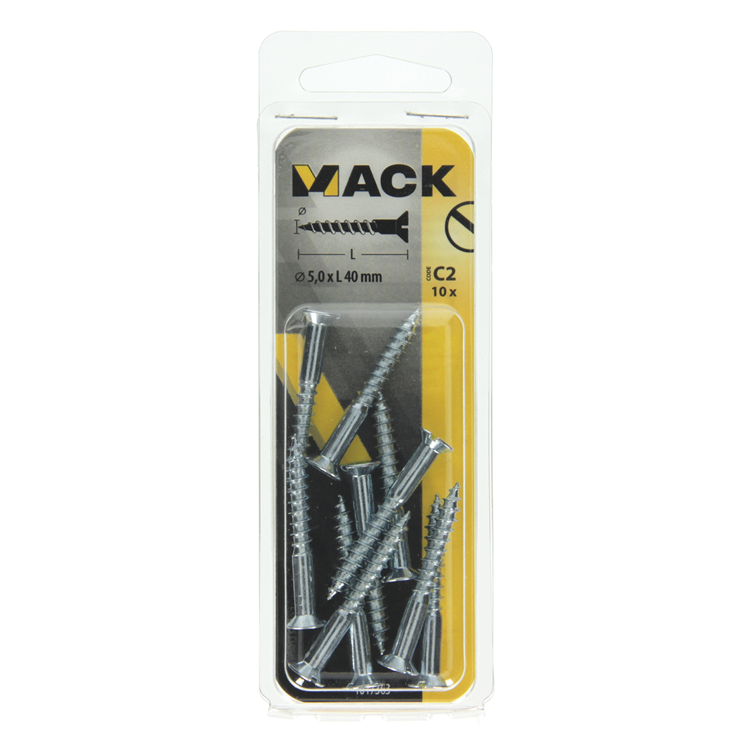 Afbeelding laden in galerijviewer, Mack 1017363 - houtschroef verzonken kop verz10 st 5,0 x 40 mm | 10 stuks

