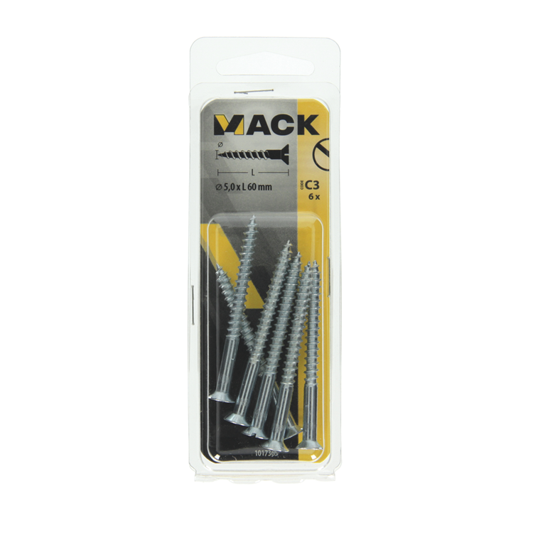 Afbeelding laden in galerijviewer, Mack 1017365 - houtschroef verzonken kop verz6 st 5,0 x 60 mm | 10 stuks
