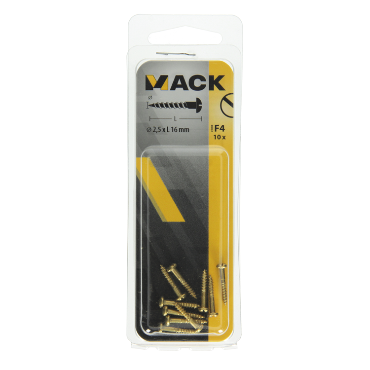 Load image into Gallery viewer, Mack 1019658 - houtschroef bolkop messing 10 st 2,5 x 16 mm | 10 stuks
