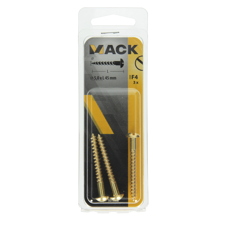 Load image into Gallery viewer, Mack 1019668 - houtschroef bolkop messing 3 st 5,0 x 45 mm | 10 stuks
