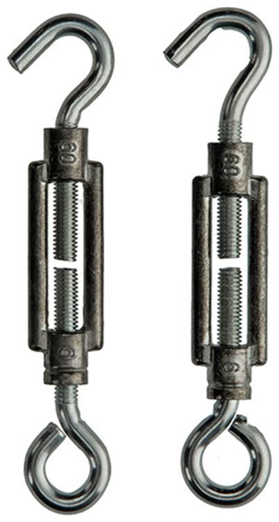 Afbeelding laden in galerijviewer, Mack 1008458 - 2 spanners oog + haak m6 x 60mm verzinkt | 10 stuks
