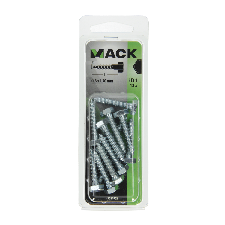 Afbeelding laden in galerijviewer, Mack 1017402 - houtdraadbout staal verzinkt 12 st 6 x 30 mm | 10 stuks
