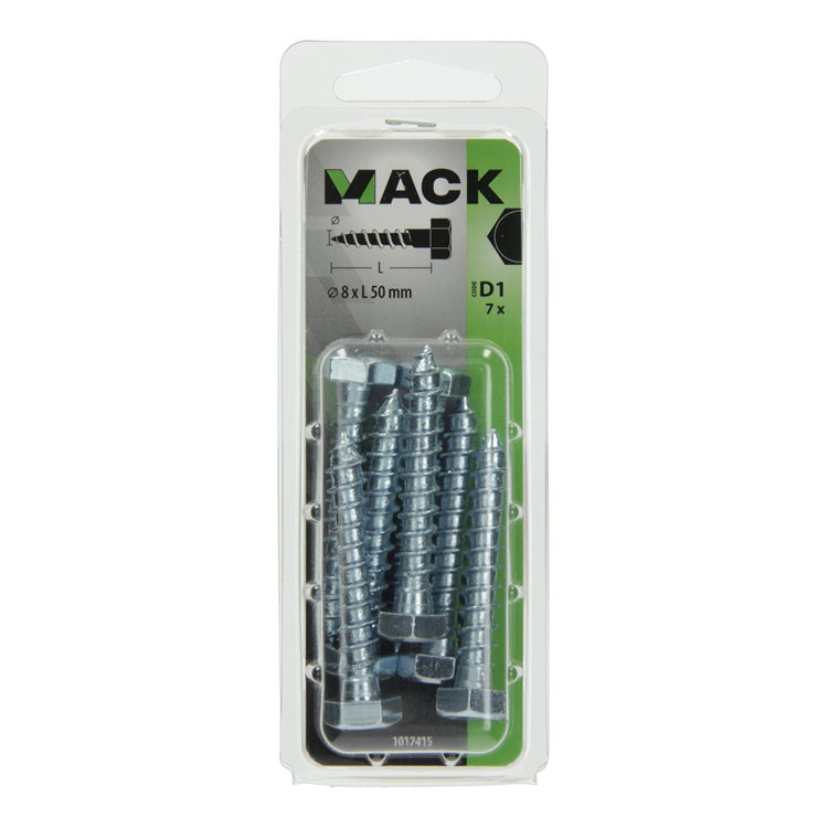 Afbeelding laden in galerijviewer, Mack 1017415 - houtdraadbout staal verzinkt 7 st 8 x 50 mm | 5 stuks
