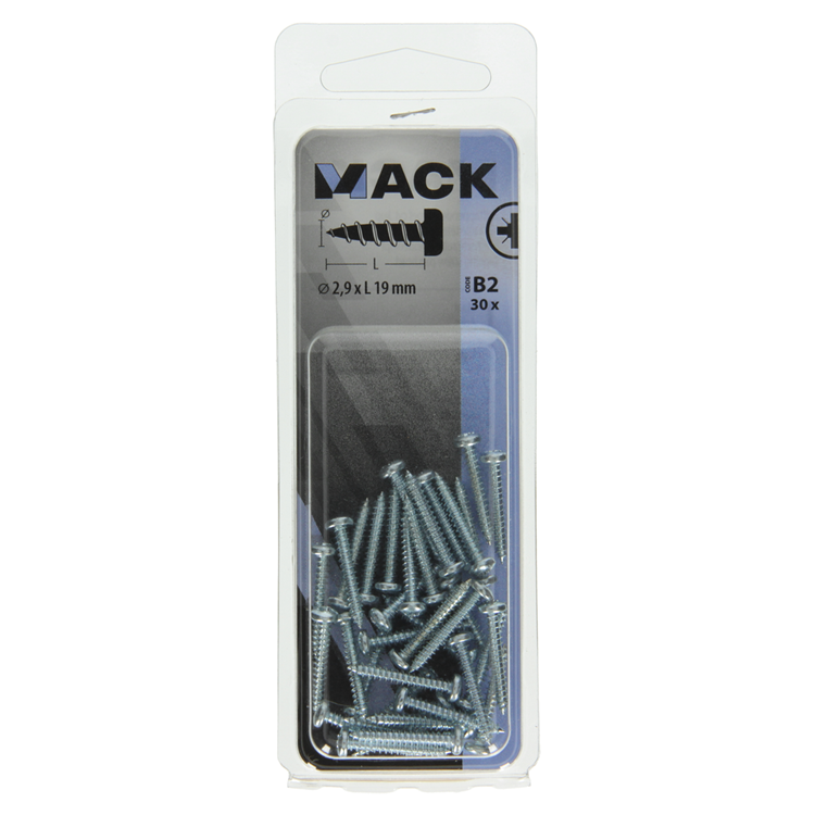 Load image into Gallery viewer, Mack 1017436 - zelftappende schroef cyl kop verz. 30st 2,9 x 19 mm | 10 stuks
