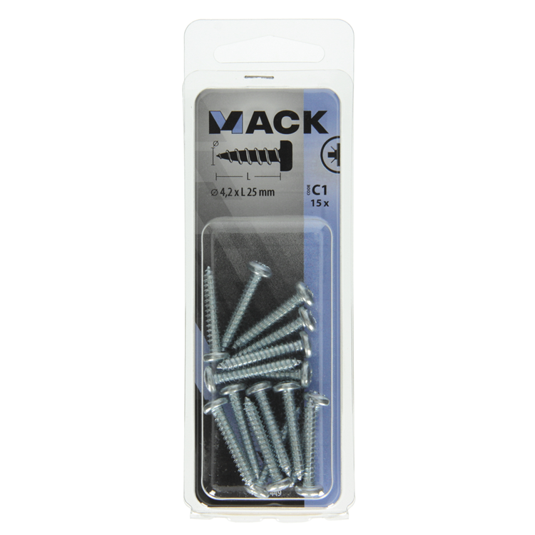 Afbeelding laden in galerijviewer, Mack 1017449 - zelftappende schroef cyl kop verz. 15st 4,2 x 25 mm | 10 stuks
