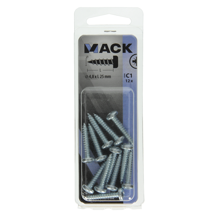 Load image into Gallery viewer, Mack 1017452 - zelftappende schroef cyl kop verz. 12st 4,8 x 25 mm | 10 stuks
