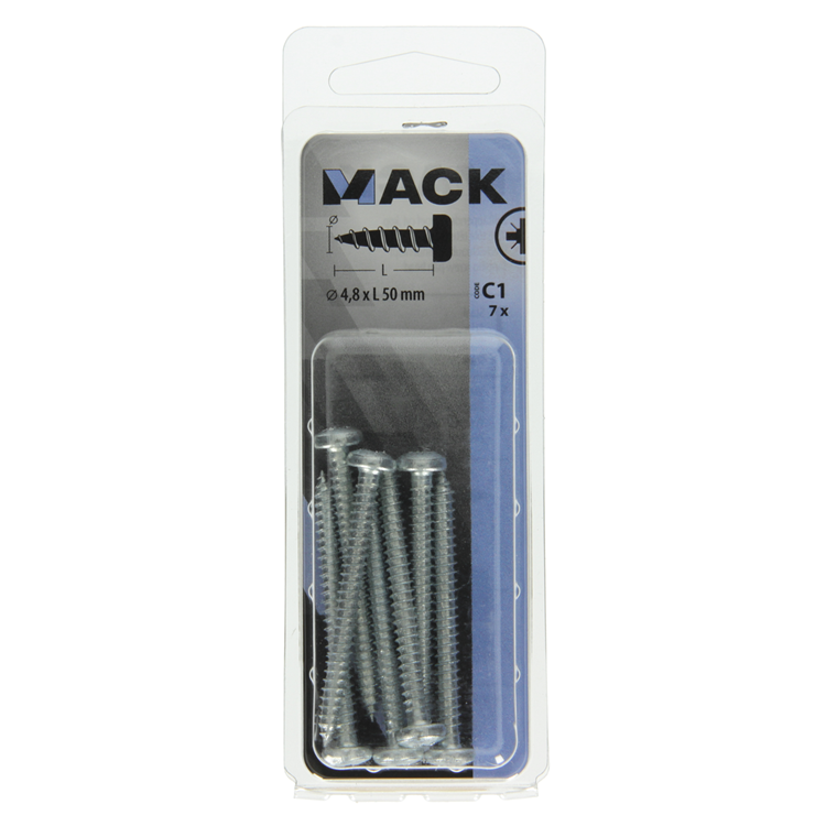 Afbeelding laden in galerijviewer, Mack 1017455 - zelftappende schroef cyl kop verz. 7 st 4,8 x 50 mm | 10 stuks

