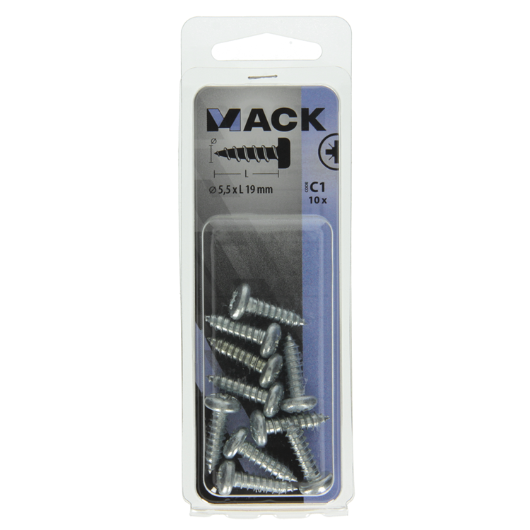 Afbeelding laden in galerijviewer, Mack 1017457 - zelftappende schroef cyl kop verz. 10st 5,5 x 19 mm | 10 stuks
