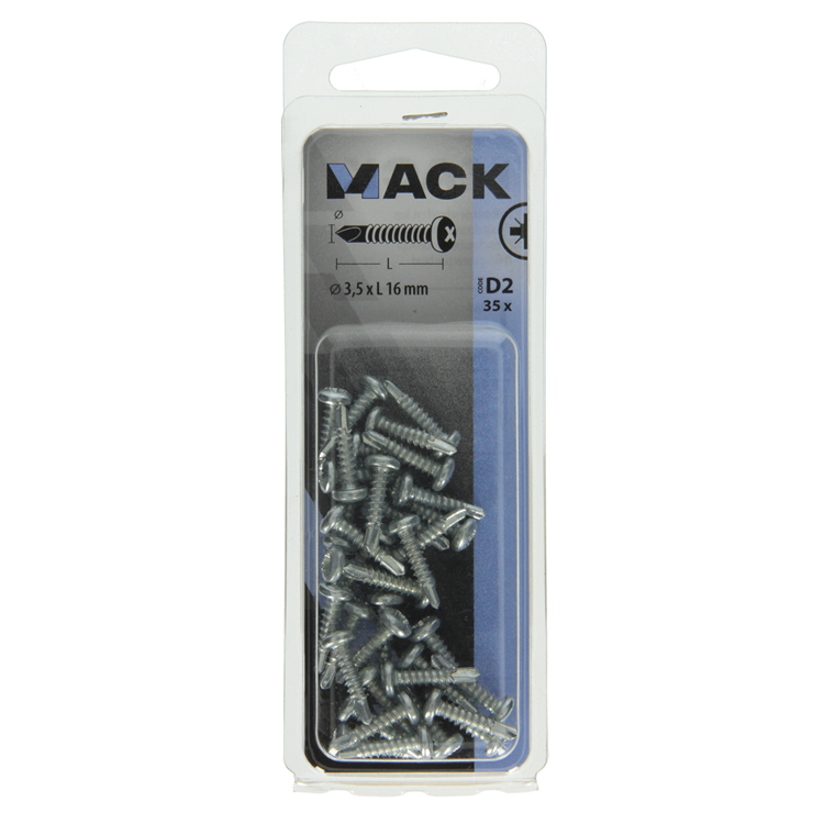 Afbeelding laden in galerijviewer, Mack 1017468 - zelfborende schroef cyl. kop verz. 35st 3,5 x 16 mm | 10 stuks
