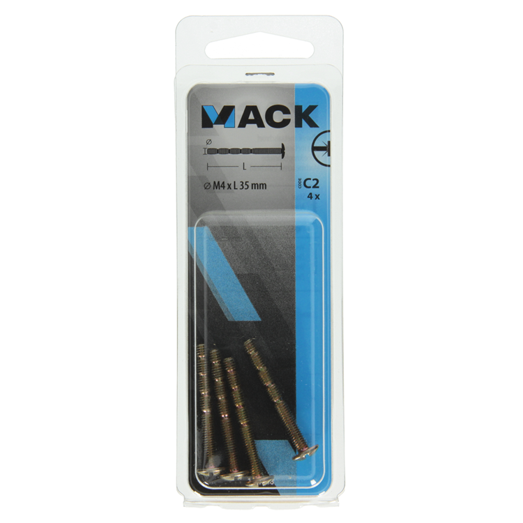 Afbeelding laden in galerijviewer, Mack 1017538 - afbreek-metaalschroef verz. 4 st m4 x 35 mm | 10 stuks
