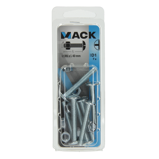 Mack 1017554 - kachelbout + moer staal verzinkt 7 st m6 x 40 mm | 5 stuks