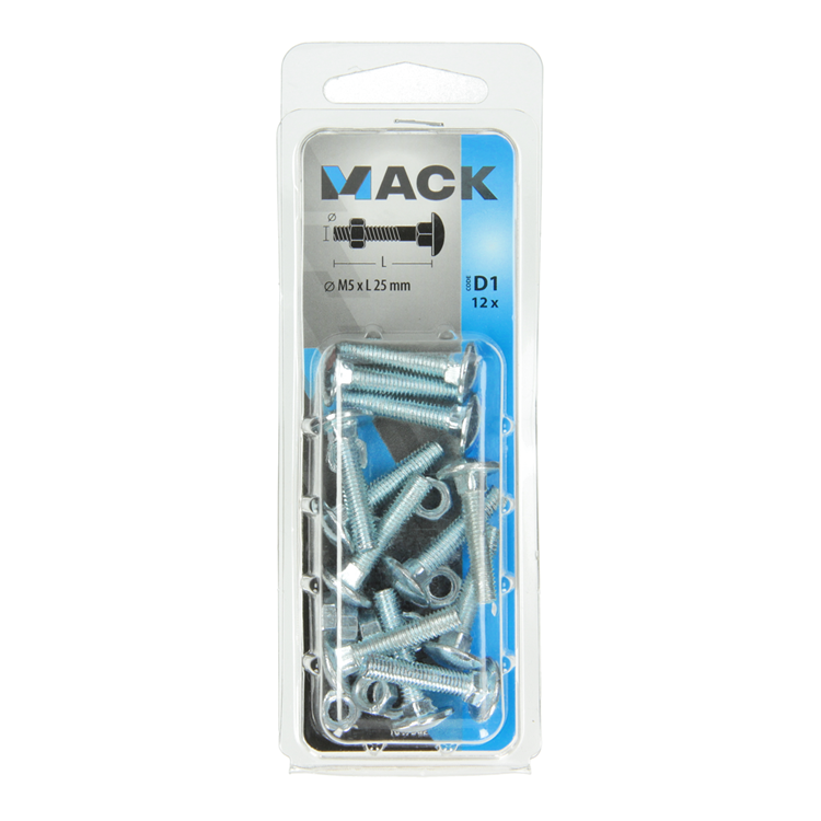Afbeelding laden in galerijviewer, Mack 1017562 - houtbout + moer staal verzinkt12 st m5 x 25 mm | 5 stuks
