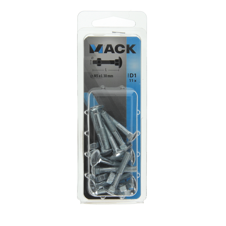 Afbeelding laden in galerijviewer, Mack 1017563 - houtbout + moer staal verzinkt11 st m5 x 30 mm | 5 stuks
