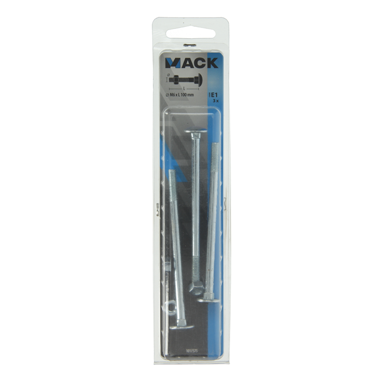 Afbeelding laden in galerijviewer, Mack 1017575 - houtbout + moer staal verzinkt3 st m6 x 100 mm | 5 stuks
