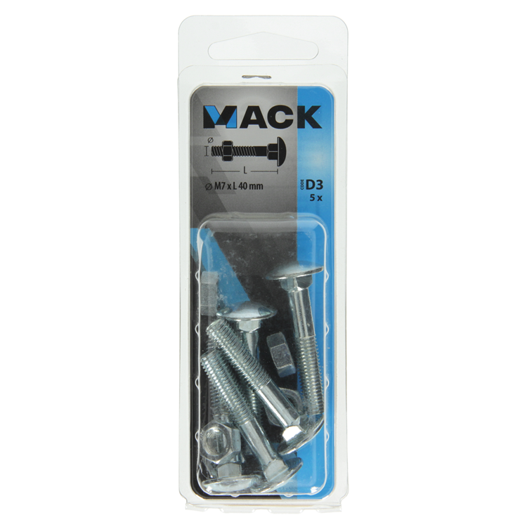 Afbeelding laden in galerijviewer, Mack 1017576 - houtbout + moer staal verzinkt5 st m7 x 40 mm | 5 stuks
