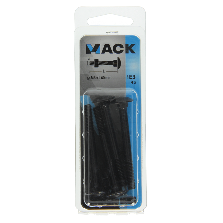 Afbeelding laden in galerijviewer, Mack 1017598 - houtbout + moer zwart 6,0 x 60 mm 4st | 5 stuks
