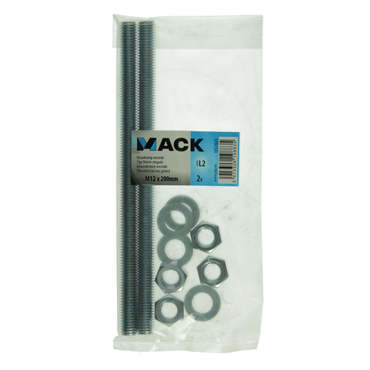 Mack 1017665 - draadeinde + sluitring + moer verz. 2st m12 x 200 mm | 5 stuks