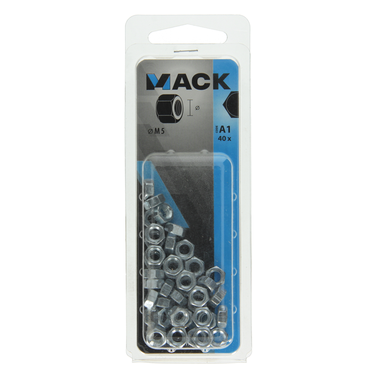 Load image into Gallery viewer, Mack 1017674 - zeskant moer staal verzinkt 40 st m 5 | 10 stuks
