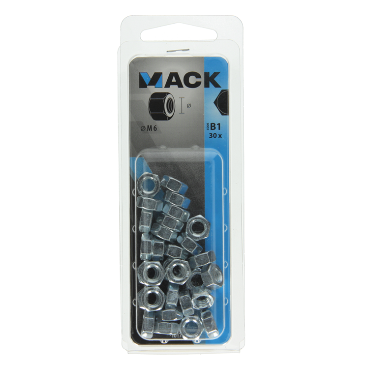 Load image into Gallery viewer, Mack 1017675 - zeskant moer staal verzinkt 30 st m 6 | 10 stuks
