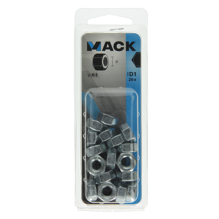 Load image into Gallery viewer, Mack 1017677 - zeskant moer staal verzinkt 20 st m 8 | 10 stuks
