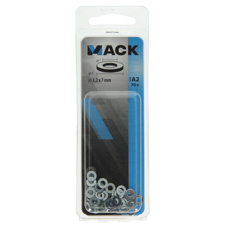 Load image into Gallery viewer, Mack 1017711 - sluitring staal verzinkt 70 st 3,2 x 7 mm | 10 stuks
