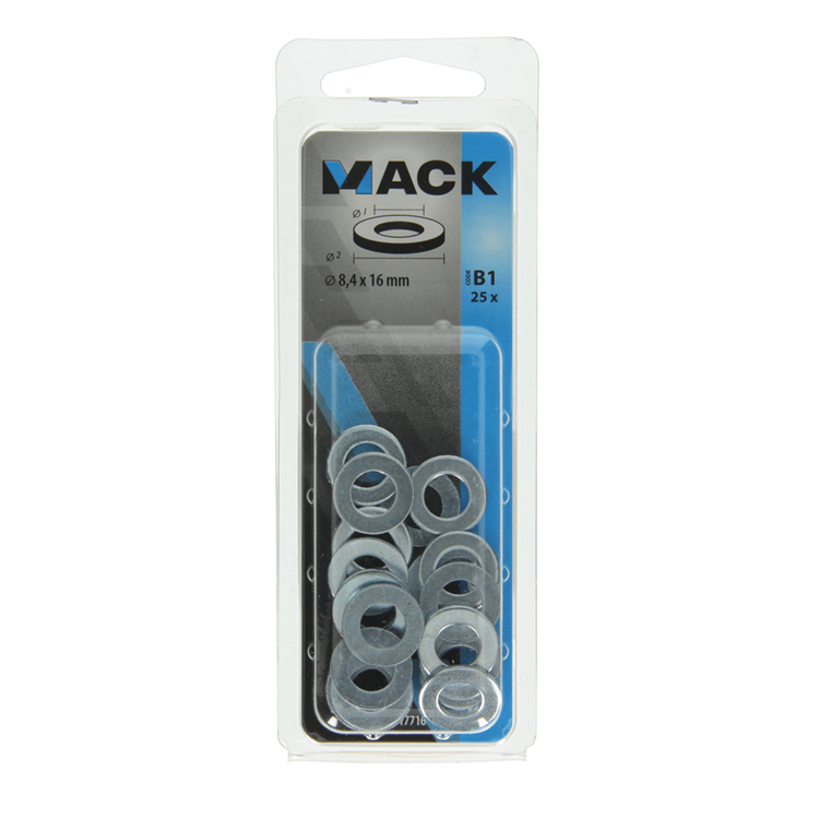 Afbeelding laden in galerijviewer, Mack 1017716 - sluitring staal verzinkt 25 st 8,4 x 16 mm | 10 stuks
