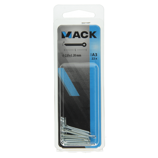 Mack 1017762 - splitpen staal verzinkt 22 st 2,0 x 20 mm | 10 stuks