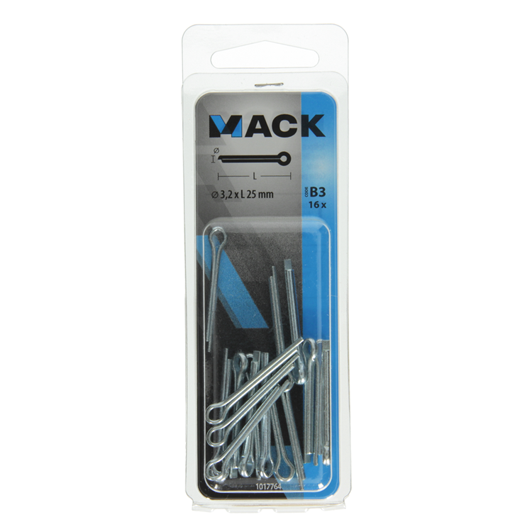 Afbeelding laden in galerijviewer, Mack 1017764 - splitpen staal verzinkt 16 st 3,2 x 25 mm | 10 stuks
