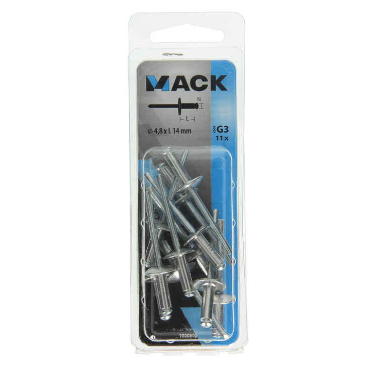 Load image into Gallery viewer, Mack 1020309 - 11 blindnieten alu brede kop 4,8x14mm | 5 stuks
