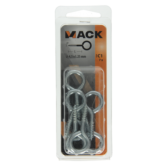 Mack 1017774 - schroefoog staal verzinkt 7 st 4,5 x 25 mm | 10 stuks