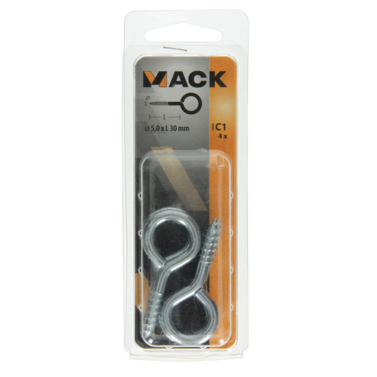 Mack 1017776 - schroefoog staal verzinkt 4 st 5,0 x 30 mm | 10 stuks