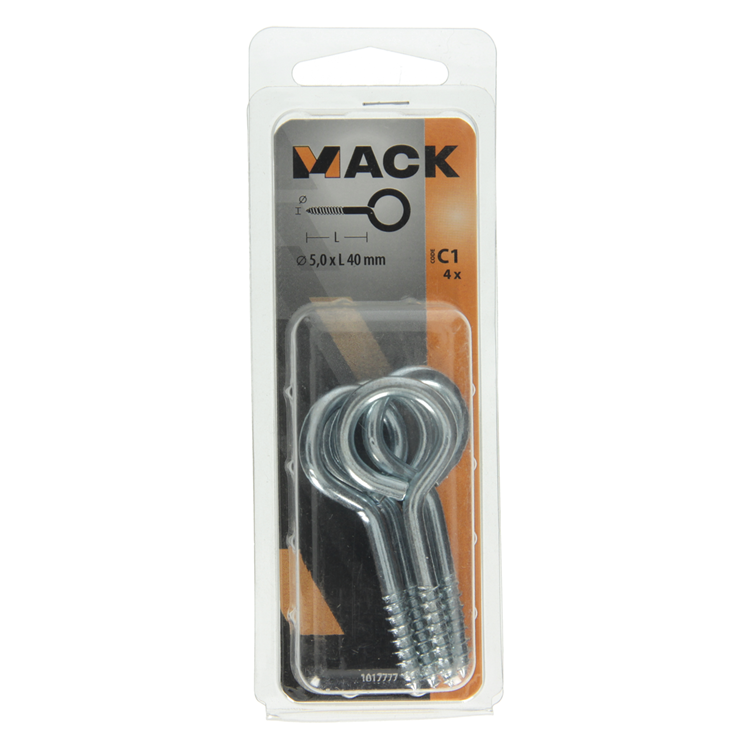 Load image into Gallery viewer, Mack 1017777 - schroefoog staal verzinkt 4 st 5,0 x 40 mm | 10 stuks
