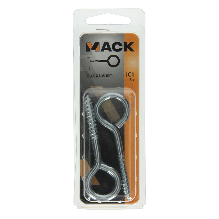 Load image into Gallery viewer, Mack 1017778 - schroefoog staal verzinkt 3 st 5,0 x 50 mm | 10 stuks
