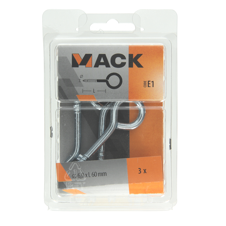 Load image into Gallery viewer, Mack 1017780 - schroefoog staal verzinkt 3 st 6,0 x 60 mm | 5 stuks
