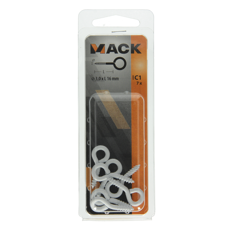 Load image into Gallery viewer, Mack 1017784 - schroefoog staal wit 7 st 3,0 x 16 mm | 10 stuks
