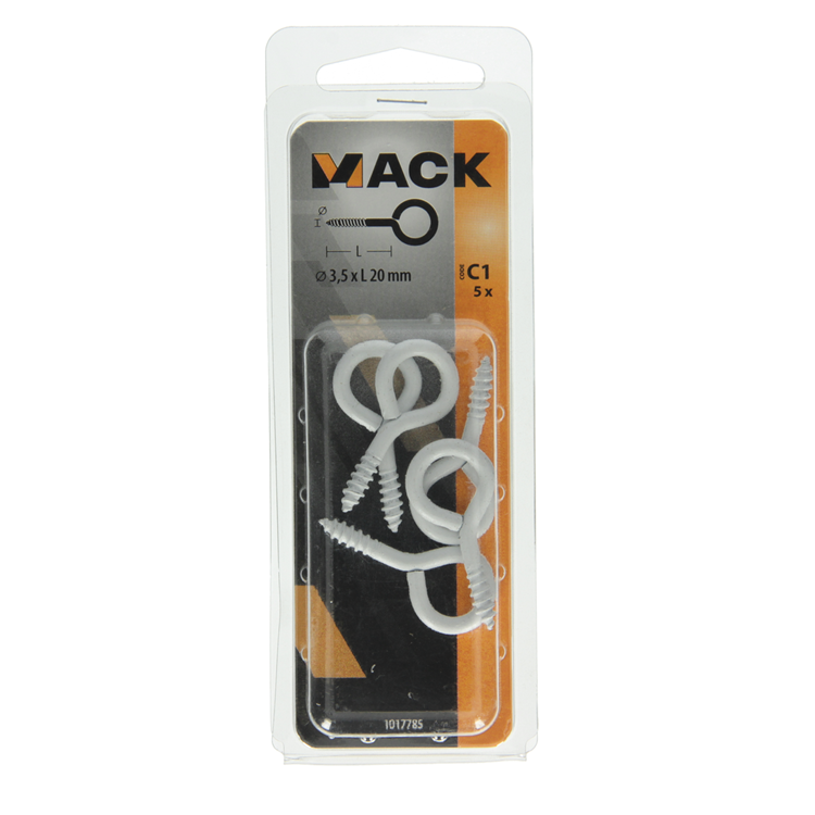 Load image into Gallery viewer, Mack 1017785 - schroefoog staal wit 5 st 3,5 x 20 mm | 10 stuks
