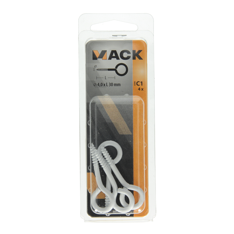 Load image into Gallery viewer, Mack 1017786 - schroefoog staal wit 4 st 4,0 x 30 mm | 10 stuks
