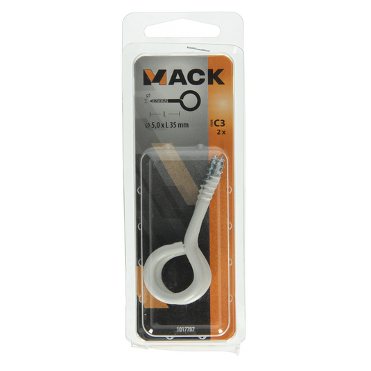 Mack 1017787 - schroefoog staal wit 2 st 5,0 x 35 mm | 10 stuks