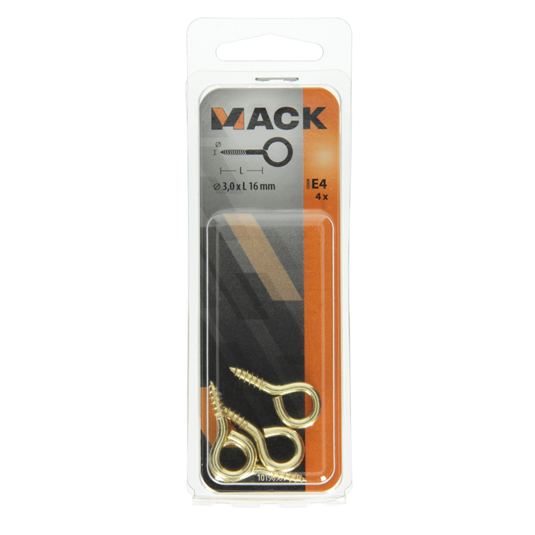 Load image into Gallery viewer, Mack 1019693 - schroefoog messing 4 st 3,0 x 16mm | 10 stuks
