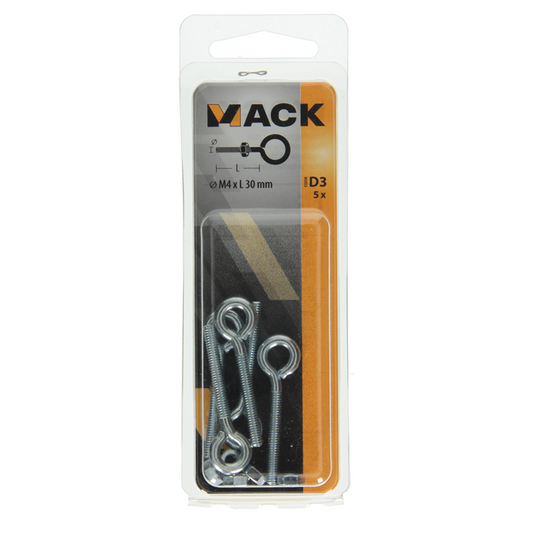Mack 1017789 - schroefoog metrisch + moer verzinkt 5 st m4 x 30 mm | 10 stuks