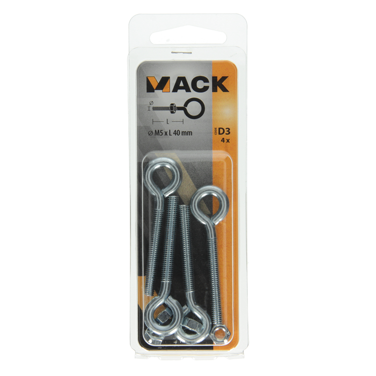 Load image into Gallery viewer, Mack 1017790 - schroefoog metrisch + moer verzinkt 4 st m5 x 40 mm | 10 stuks
