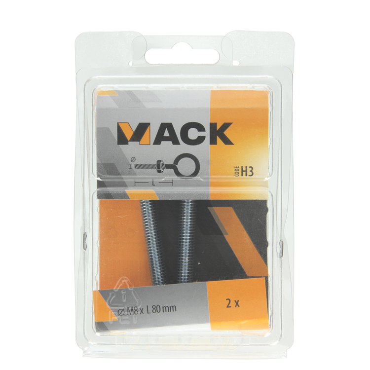 Load image into Gallery viewer, Mack 1017794 - schroefoog metrisch + moer verzinkt 2 st m8 x 80 mm | 5 stuks
