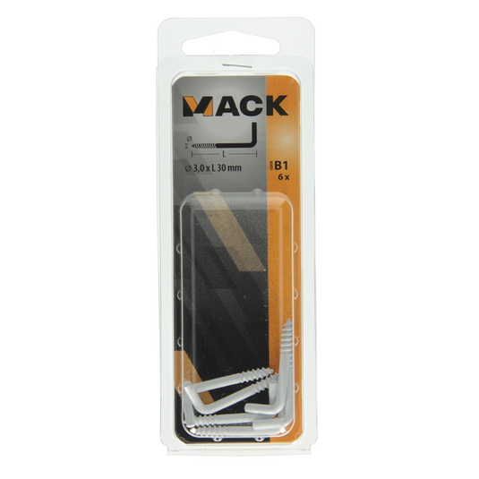 Mack 1017826 - schroefduim staal wit 6 st 3,0 x 30 mm | 10 stuks