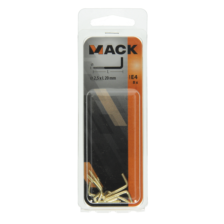 Load image into Gallery viewer, Mack 1019700 - schroefduim messing 8 st 2,5 x 20mm | 10 stuks
